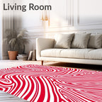 Crimson White Swirl Abstract Rug