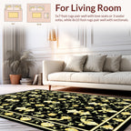 Elegant Gold Fleur-de-Lis Floral Pattern Rug