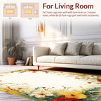 Floral Border with Red Yellow Flowers Rug