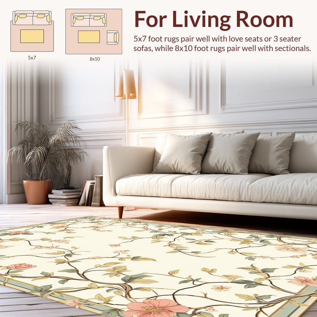 Delicate Floral Vine Pattern Rug