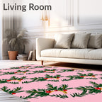 Pink Pine Sprig and Berry Garland Rug
