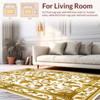 Ornate Gold Filigree Scroll Pattern Rug