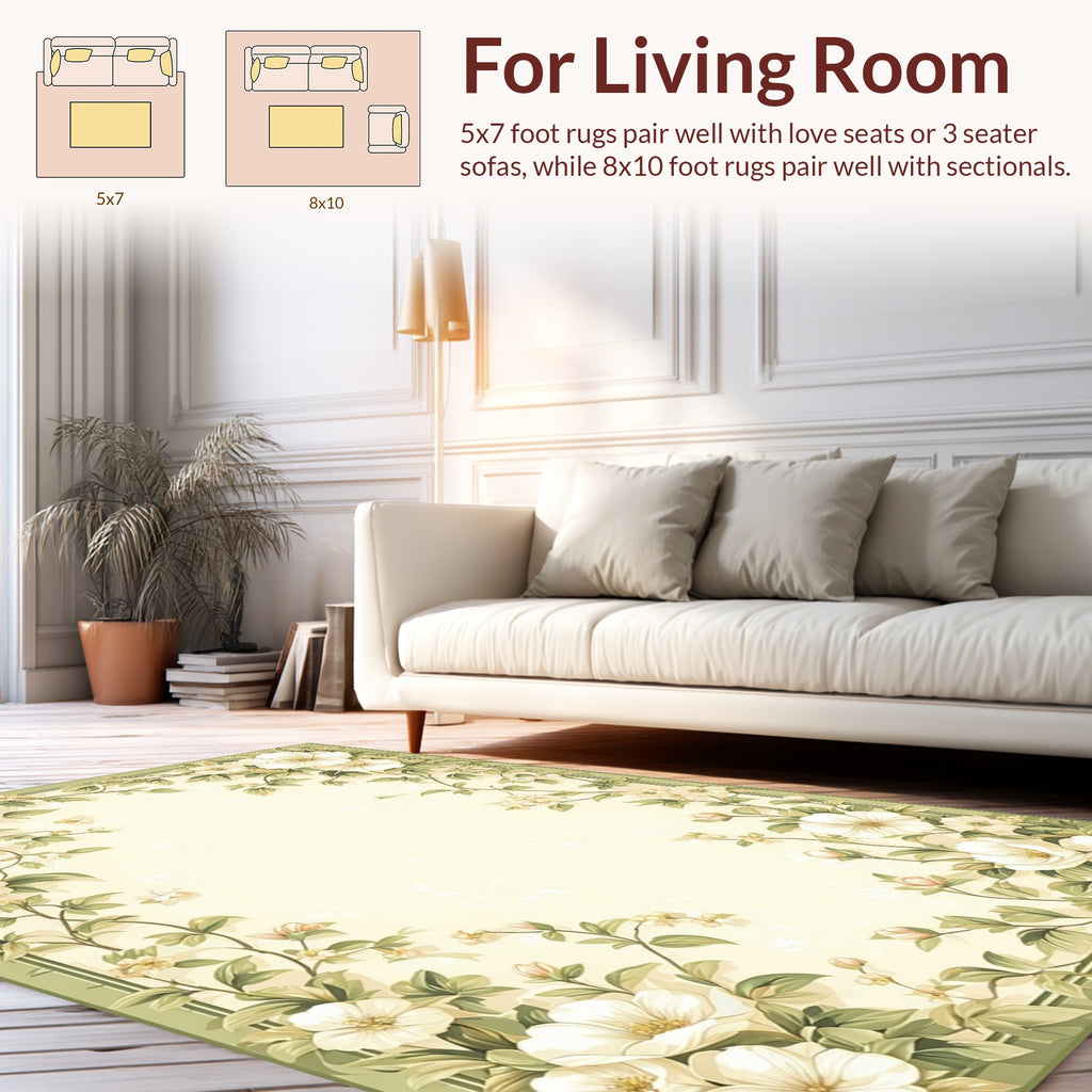 Floral Vine Border Design Rug