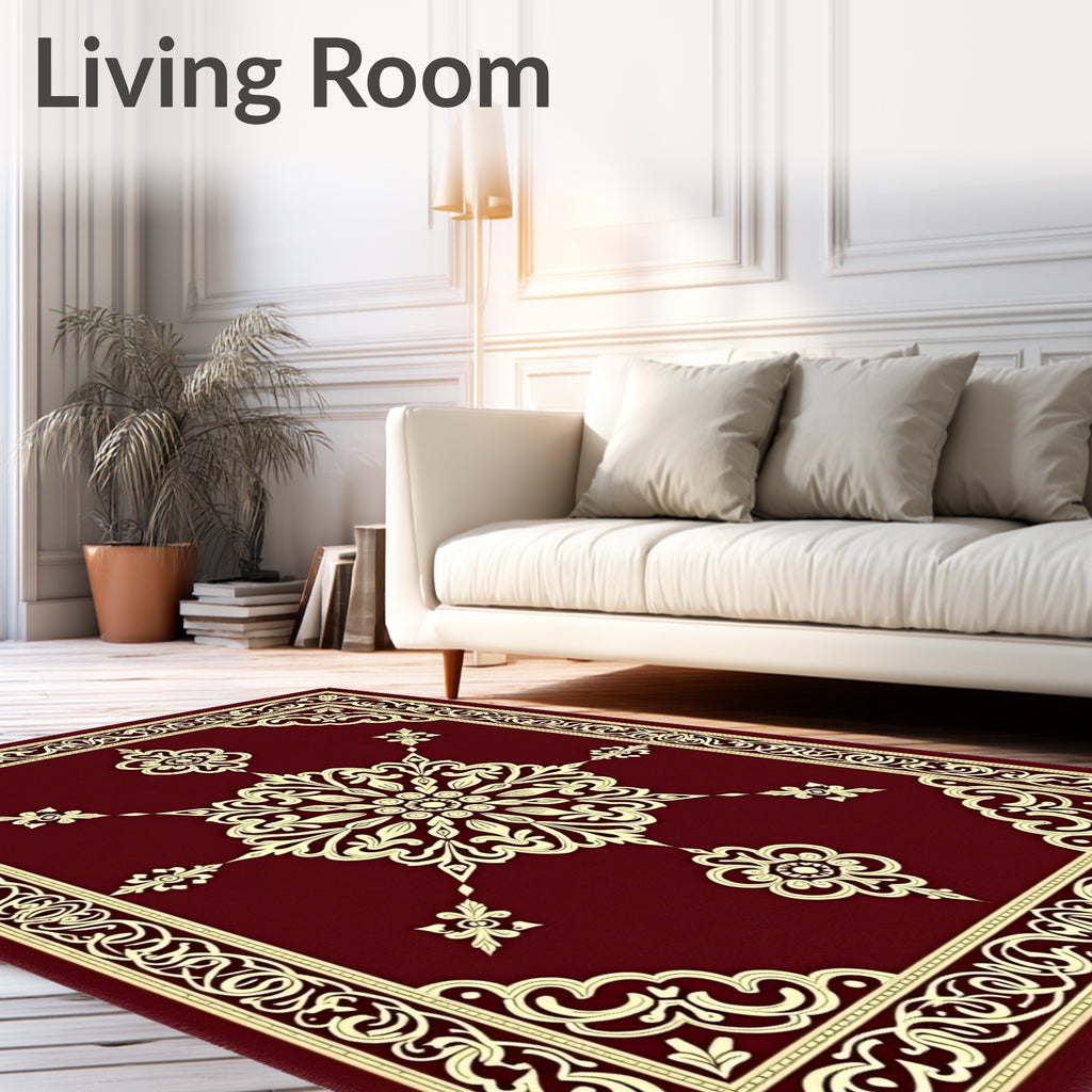 Crimson Antique Floral Medallion Rug