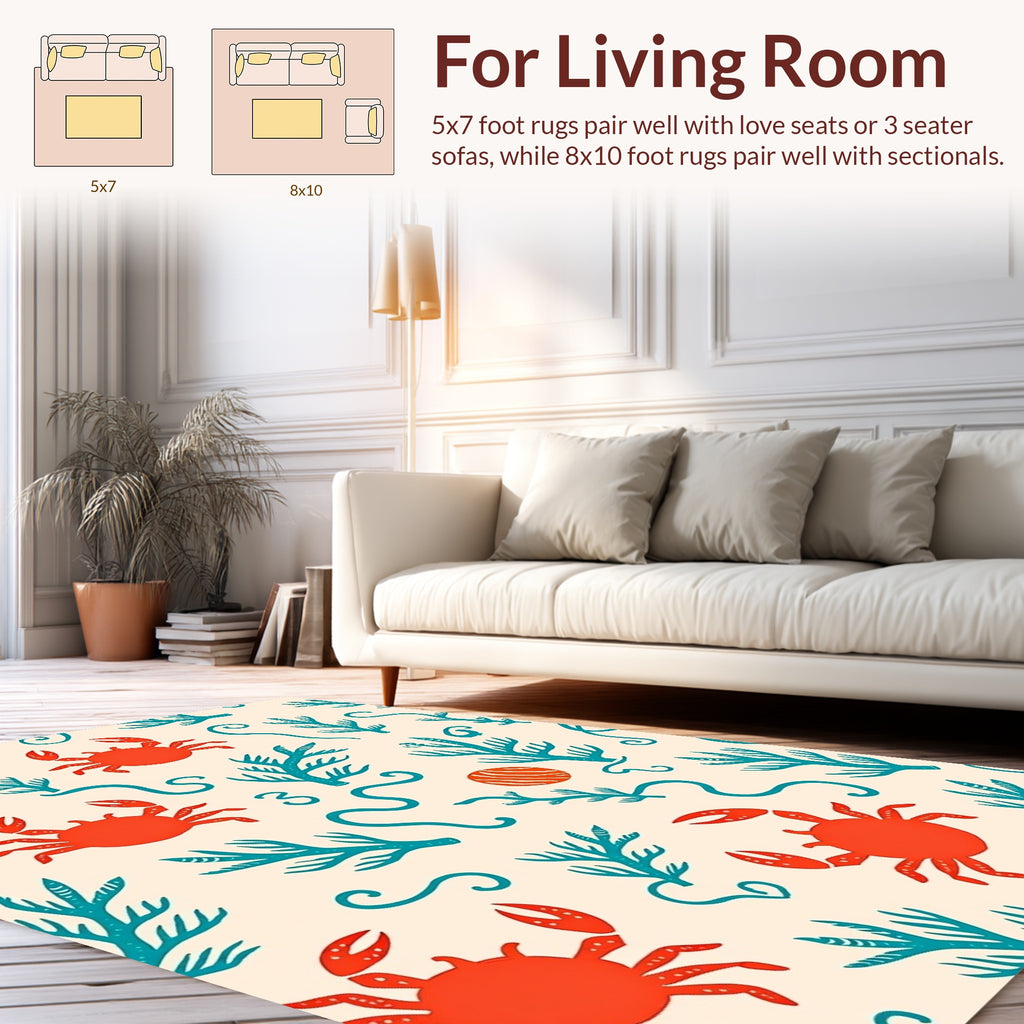Oceanic Crab Coral Pattern Rug