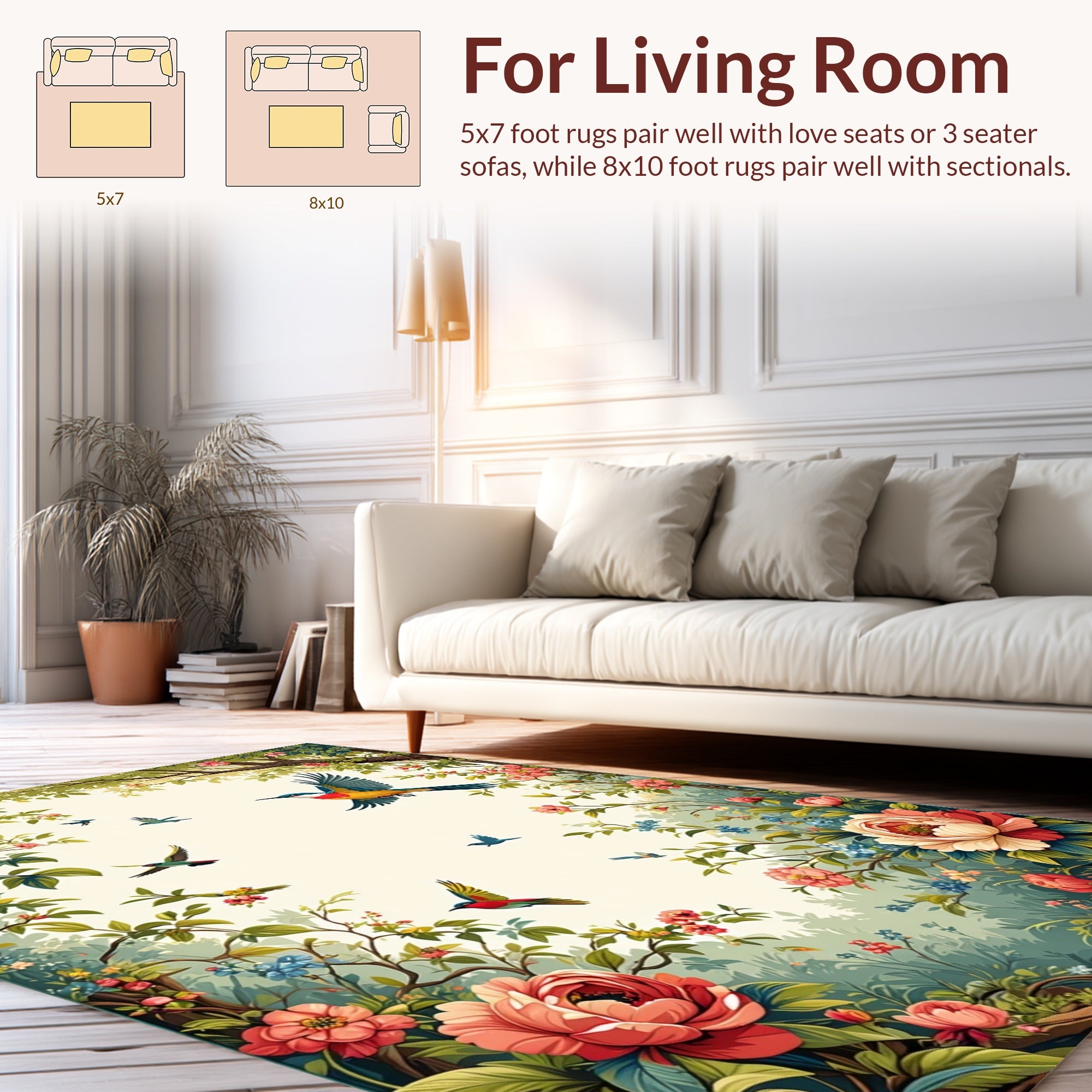 Garden Birds Floral Delight Rug