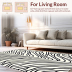 Bold Black Organic Wave Pattern Rug