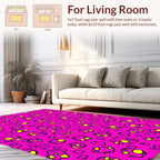 Pink Yellow Hand-Drawn Organic Shapes Rug