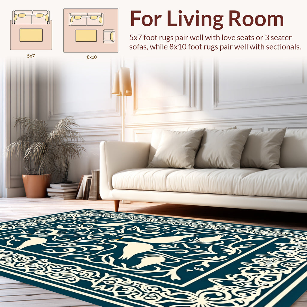 Classic Bird Floral Motif Rug