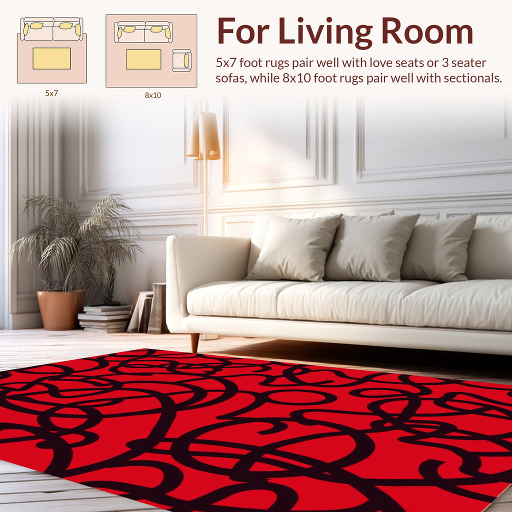 Bold Black Abstract Wavy Lines Rug