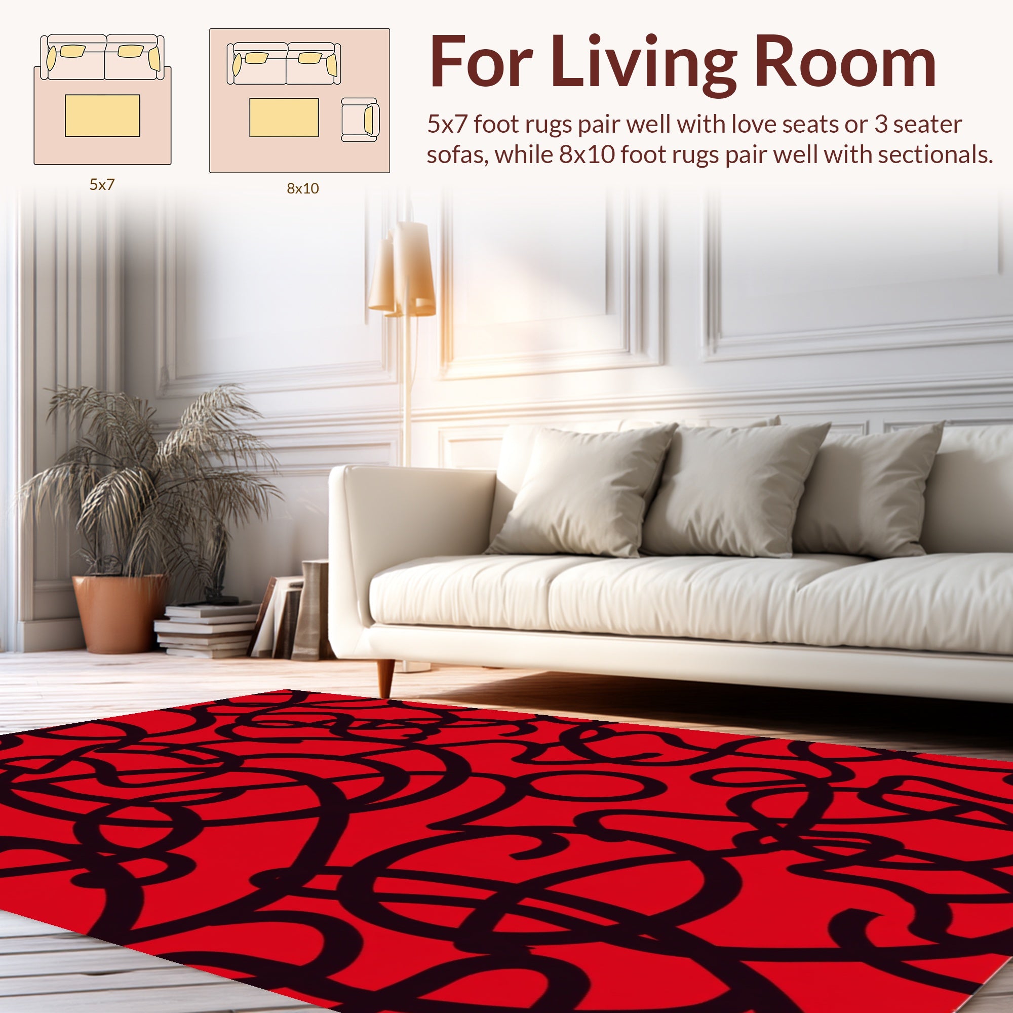Bold Black Abstract Wavy Lines Rug