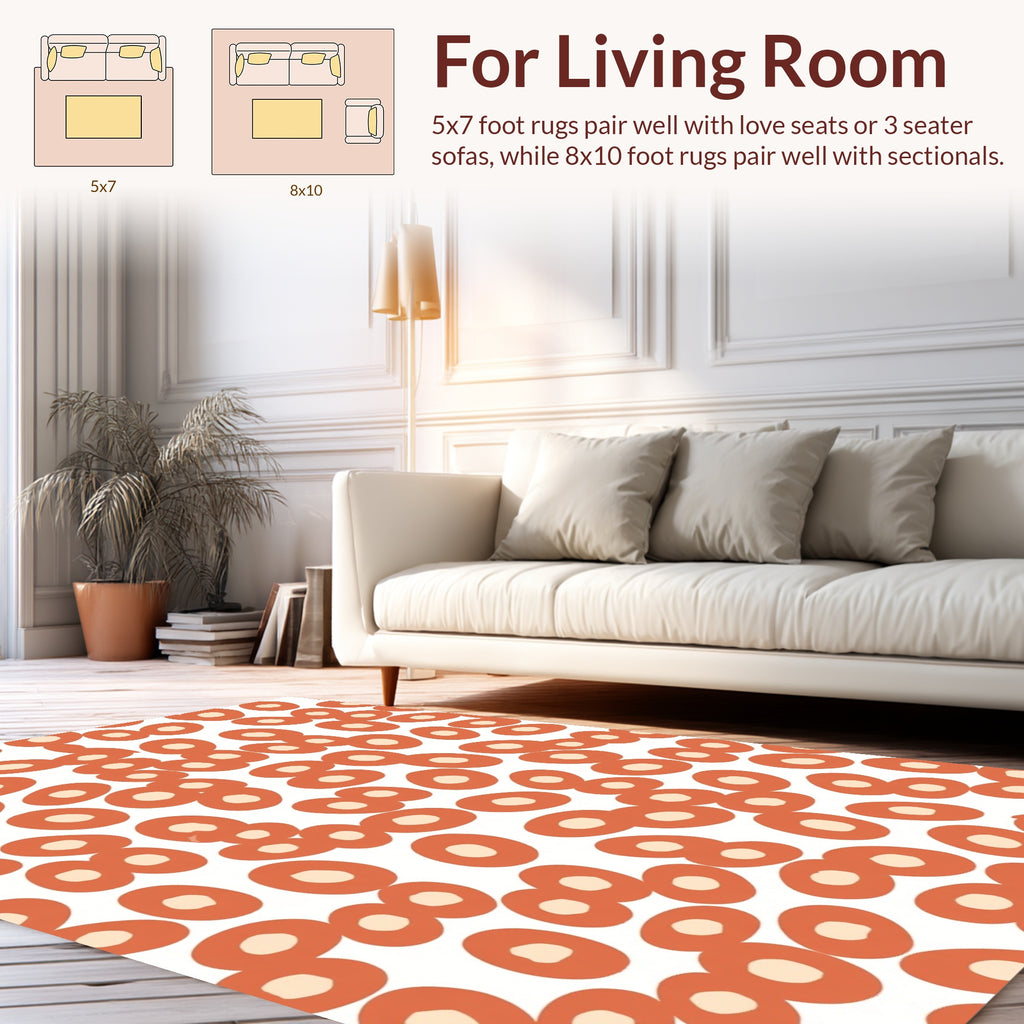 Abstract Orange Blob Pattern Rug