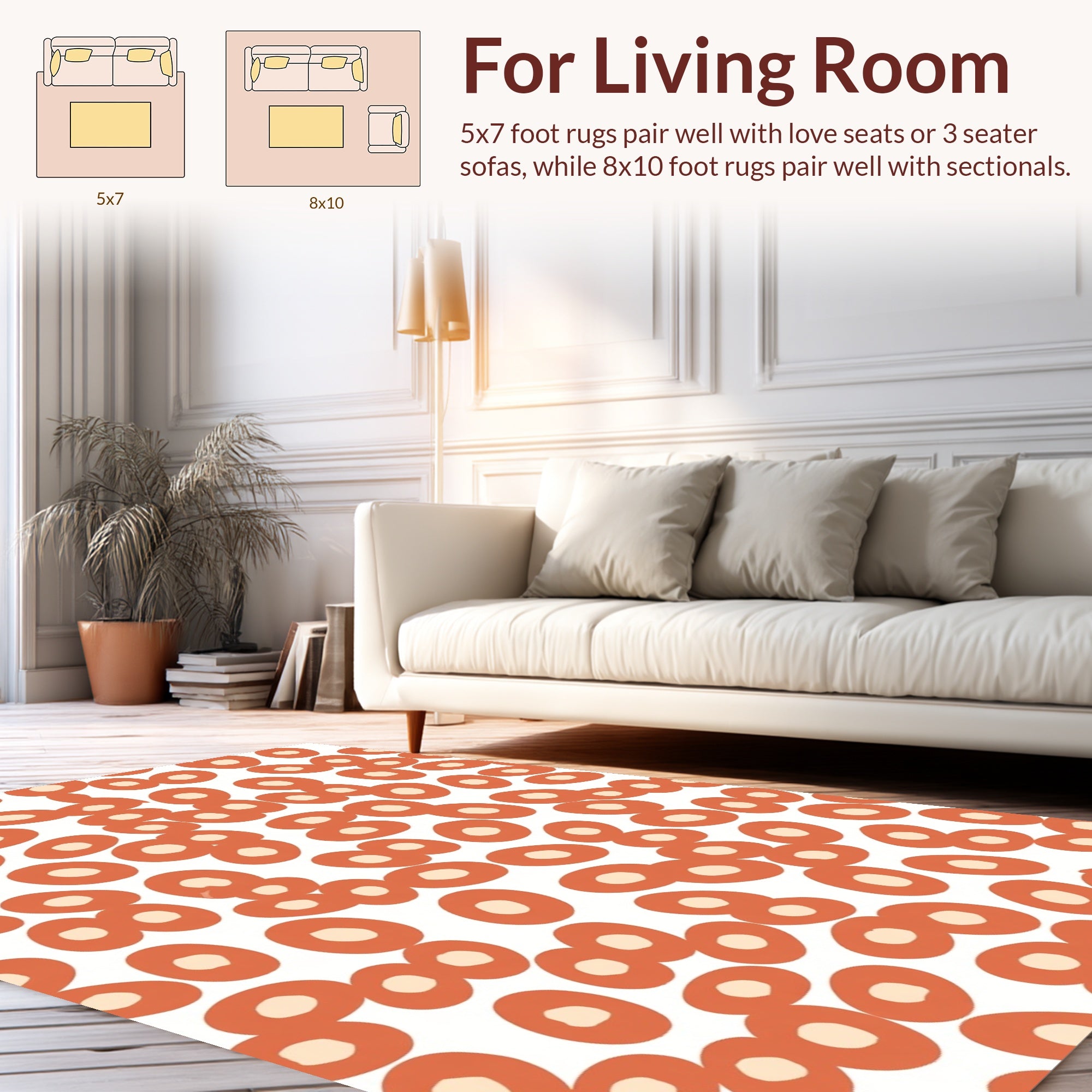Abstract Orange Blob Pattern Rug