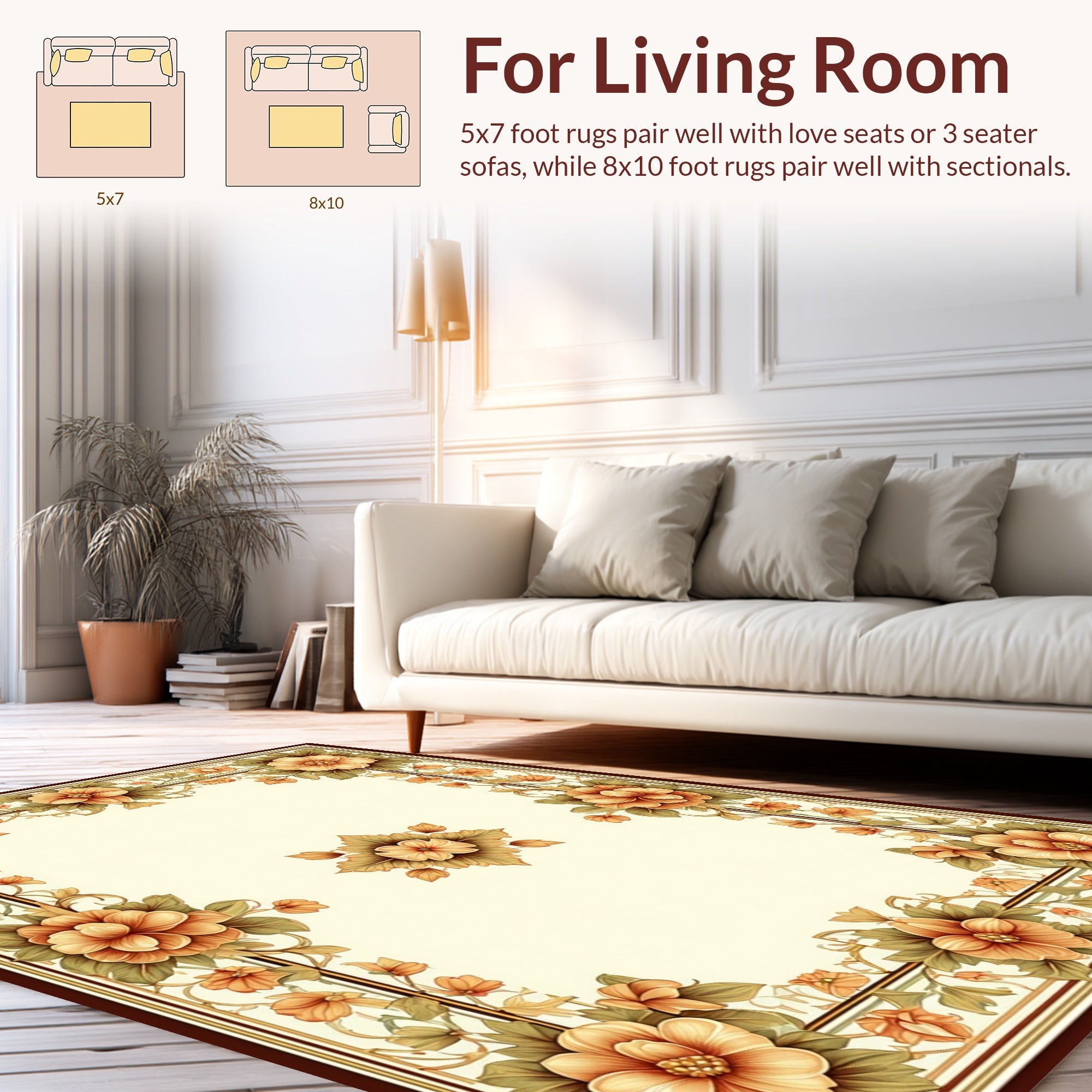 Ornate Floral Border With Center Medallion Rug