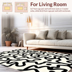 Abstract Black White Organic Pattern Rug