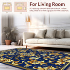 Gilded Floral Acanthus Leaf Pattern Rug