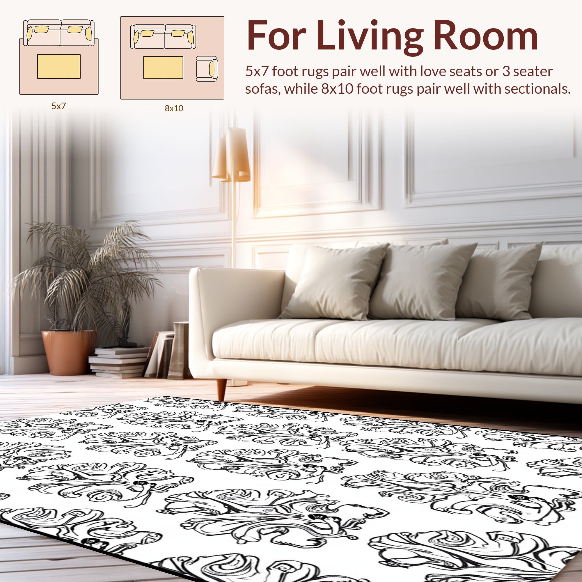 Abstract Floral Swirl Pattern Rug
