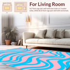 Bright Aqua Wavy Stripes Rug