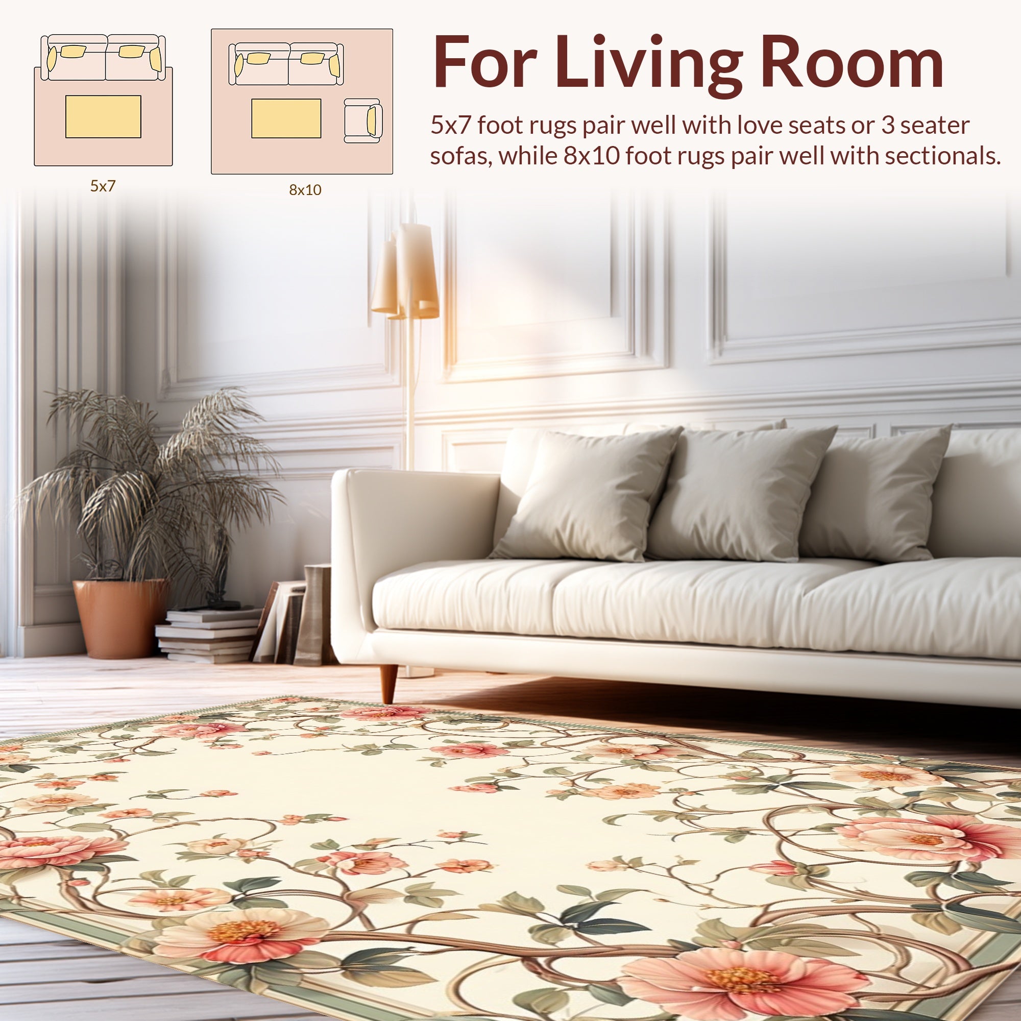 Elegant Floral Scrollwork Garden Rug