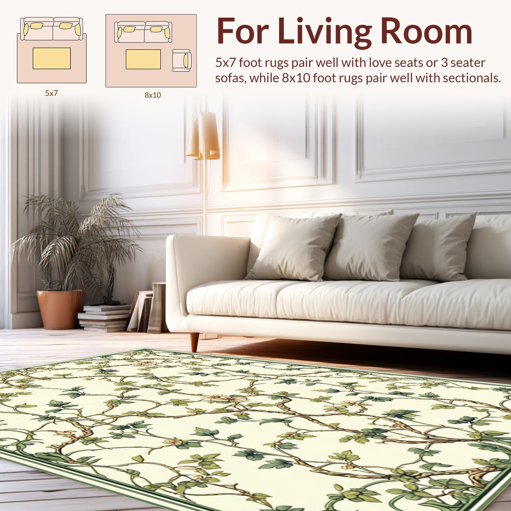Botanical Vines Delicate Blossoms Rug