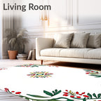 Red Berry Green Foliage Corner Medallion Rug