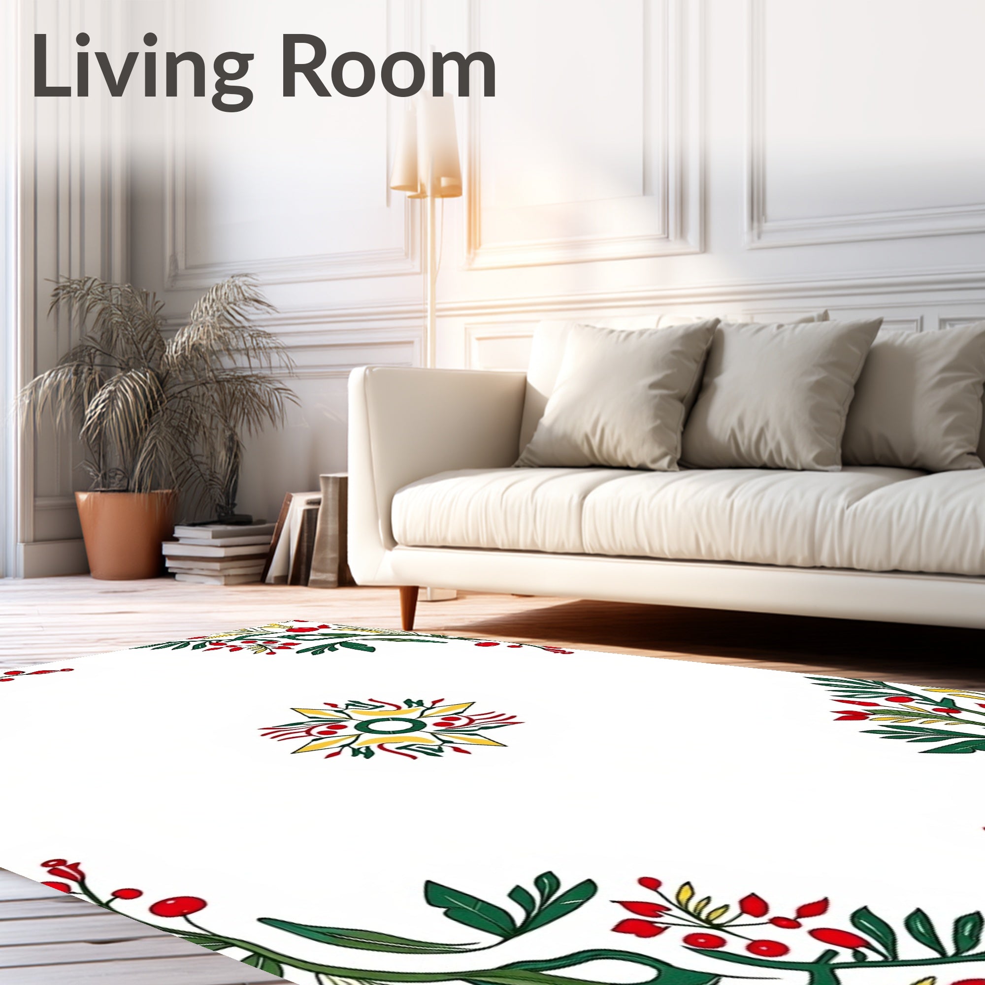 Red Berry Green Foliage Corner Medallion Rug