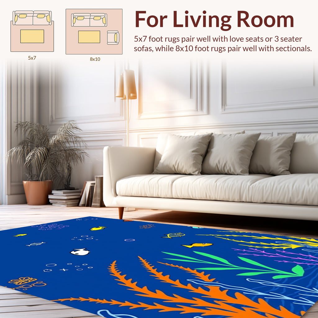 Underwater Fish and Coral Pattern Rug