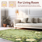 Whimsical White Flower and Vine Border Rug