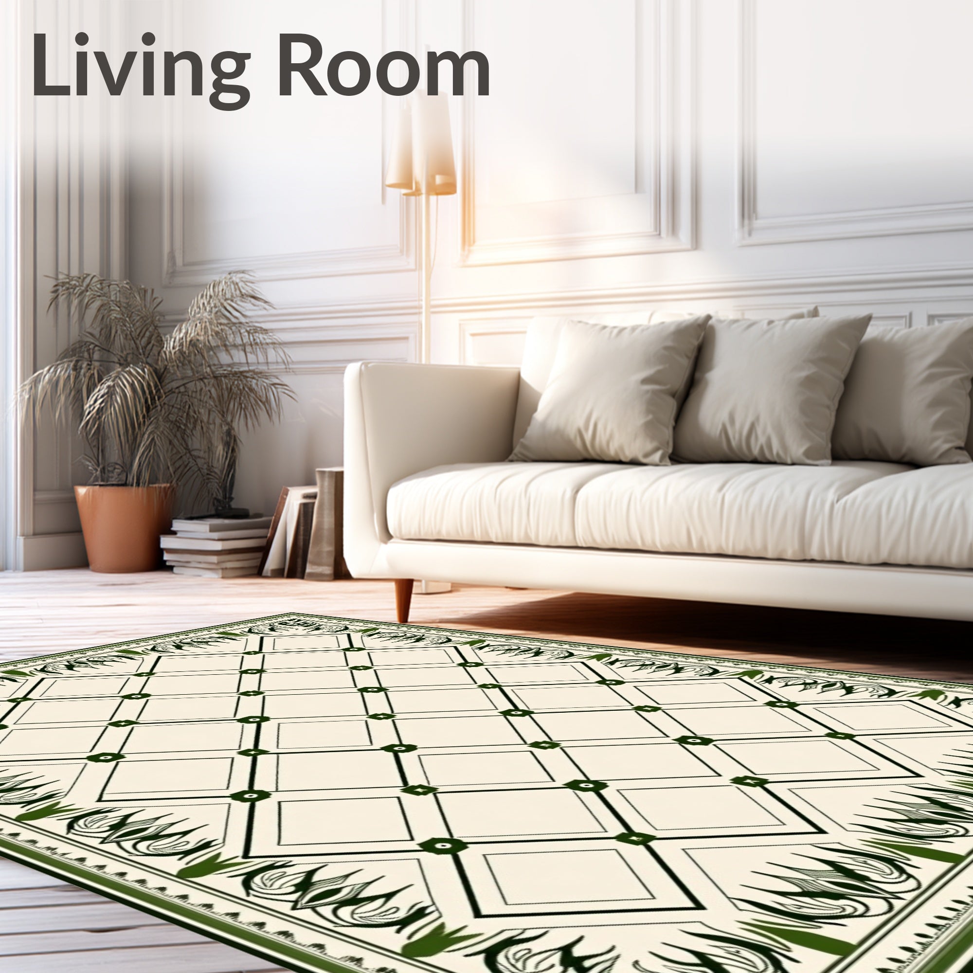 Emerald Diamond Lattice Border Rug
