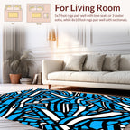 Vibrant Blue White Abstract Stripe Rug