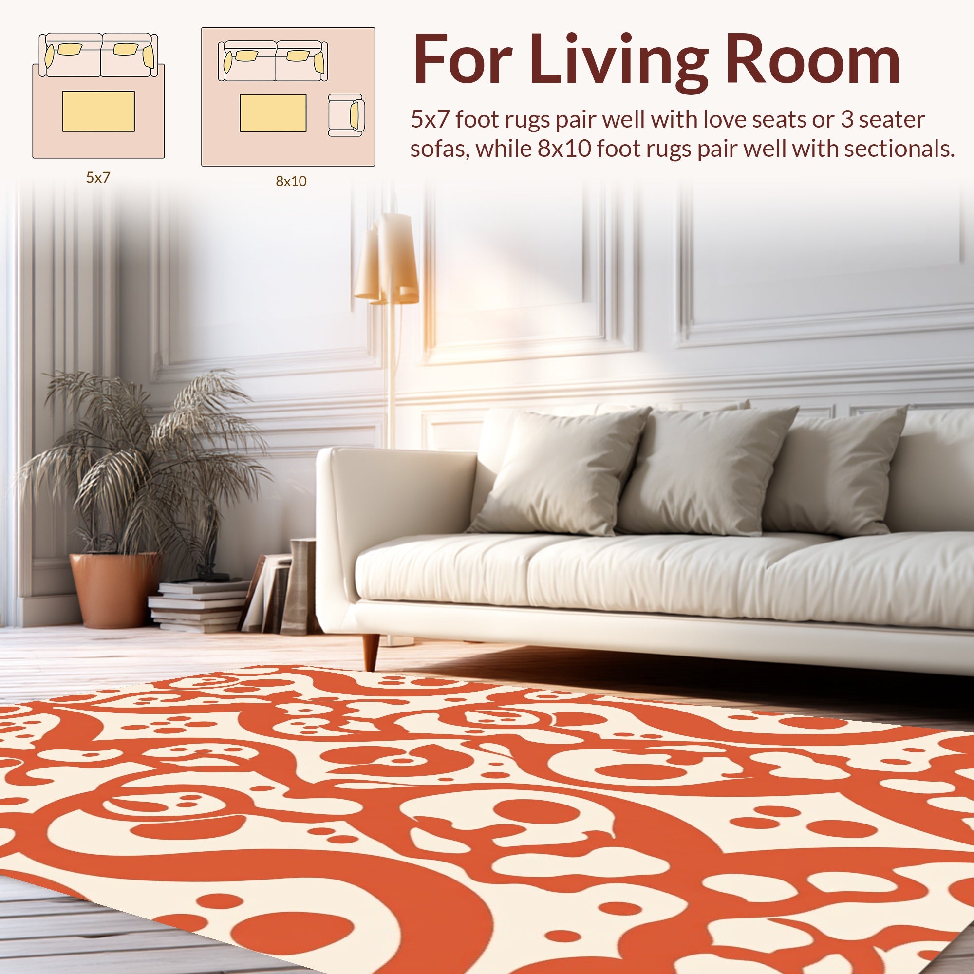 Ornate Skull Paw Print Pattern Rug