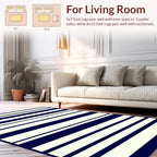 Classic Navy Ivory Stripe Pattern Rug