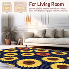 Sunny Yellow Sunflower Stripe Design Rug