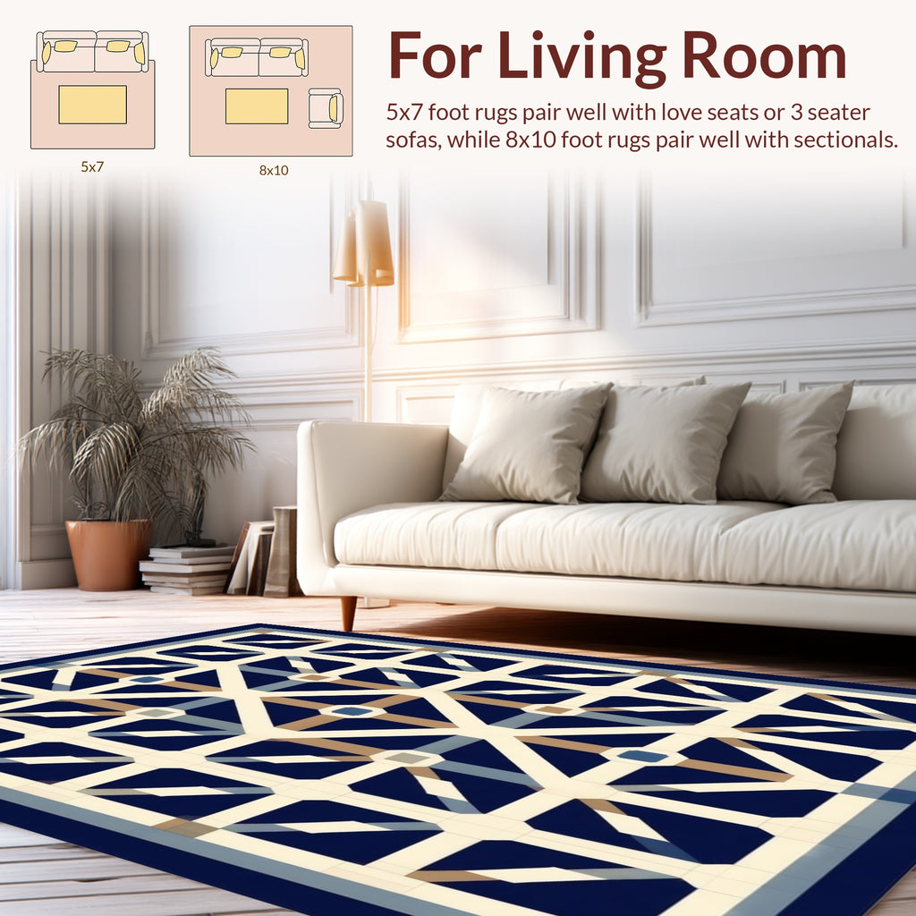 Classic Geometric Lattice Pattern Rug