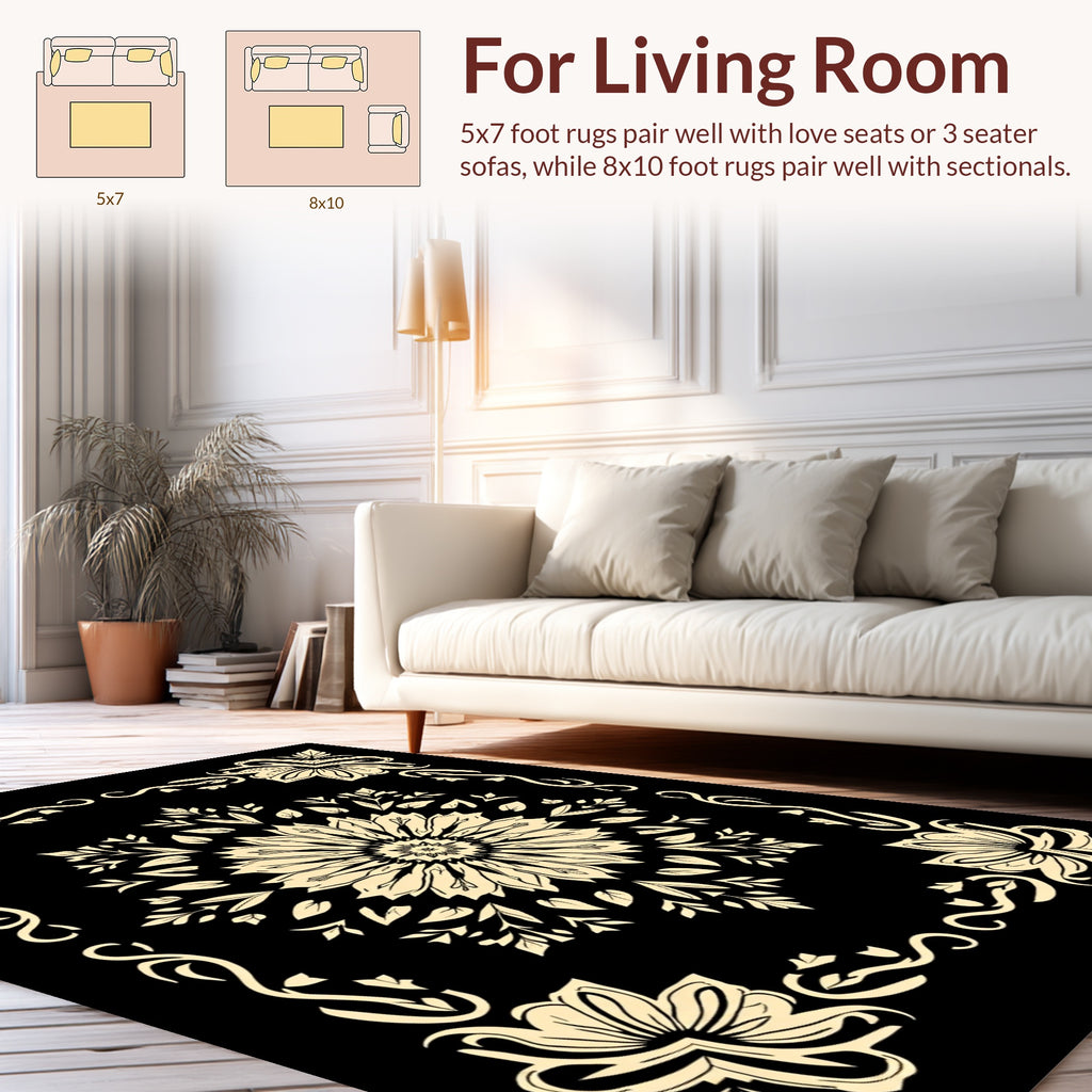 Antique Floral Mandala Scrollwork Rug