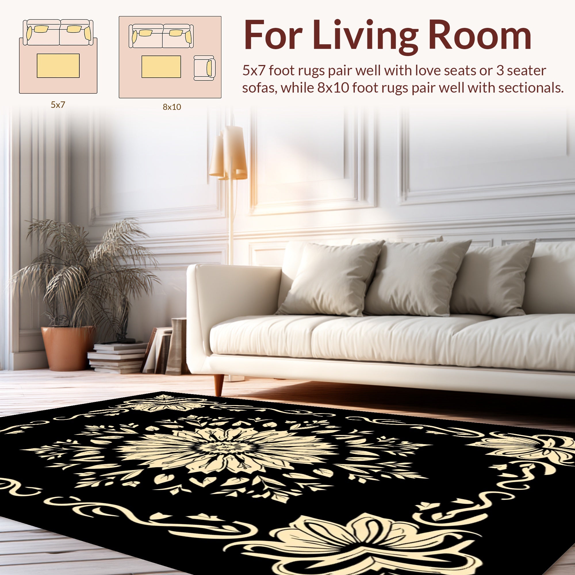 Antique Floral Mandala Scrollwork Rug