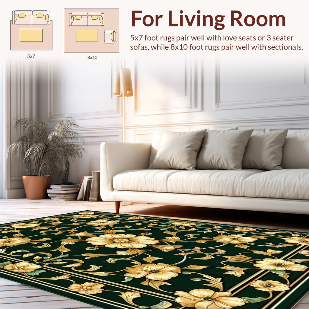 Golden Floral Scroll Classic Rug