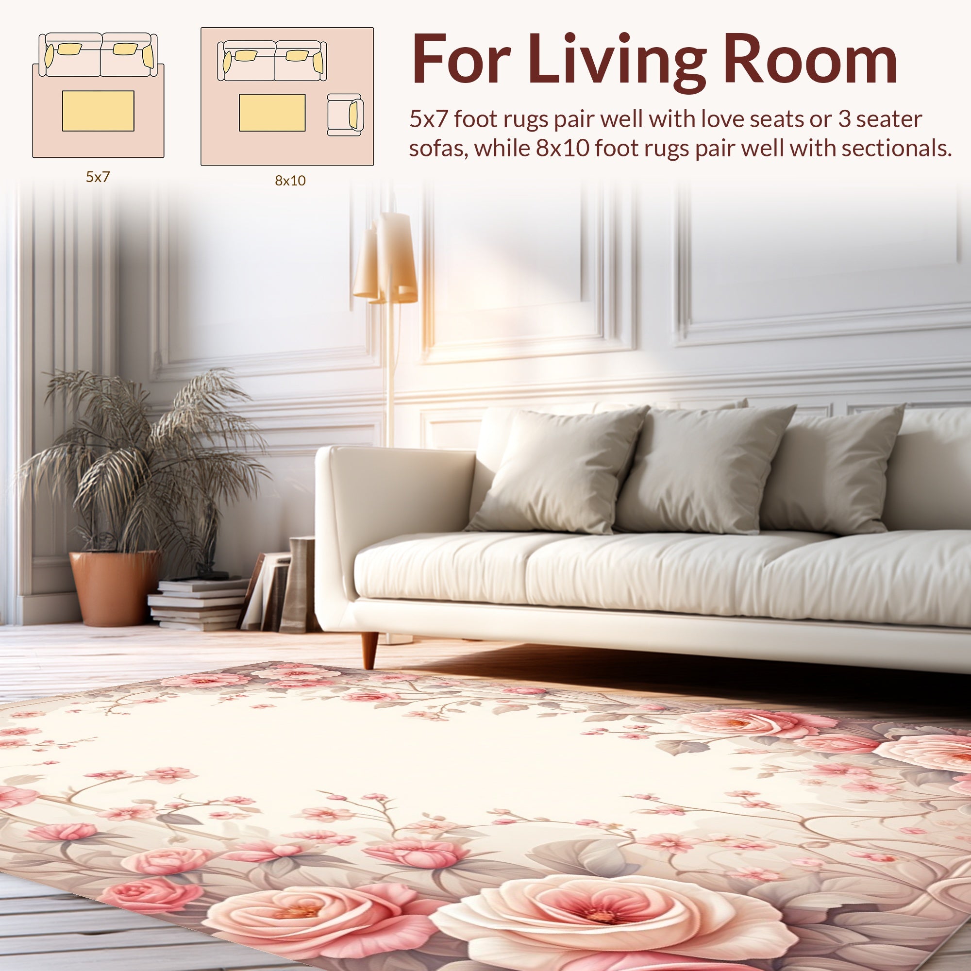 Elegant Pink Floral Branches Rug