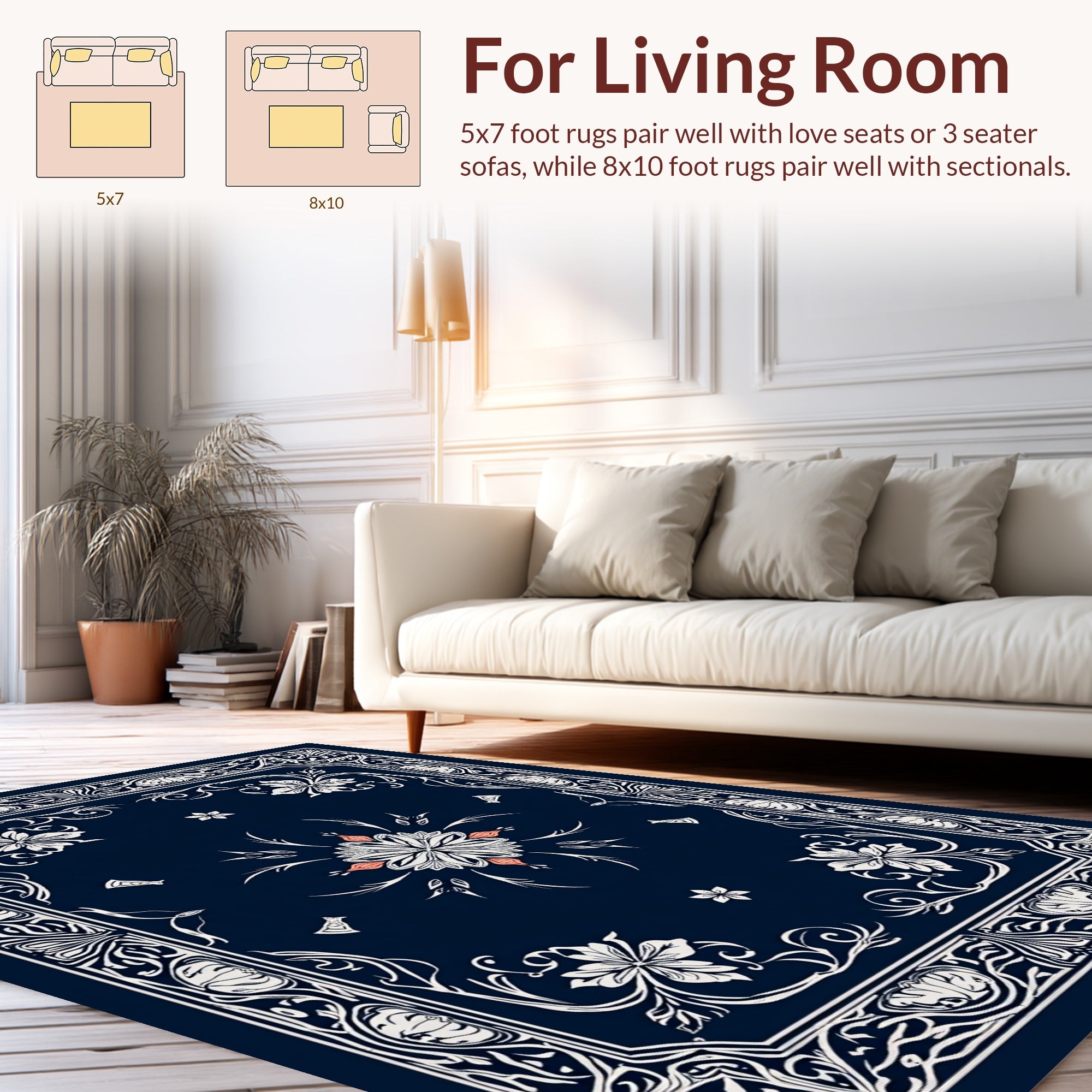 Art Nouveau Floral Border Pattern Rug