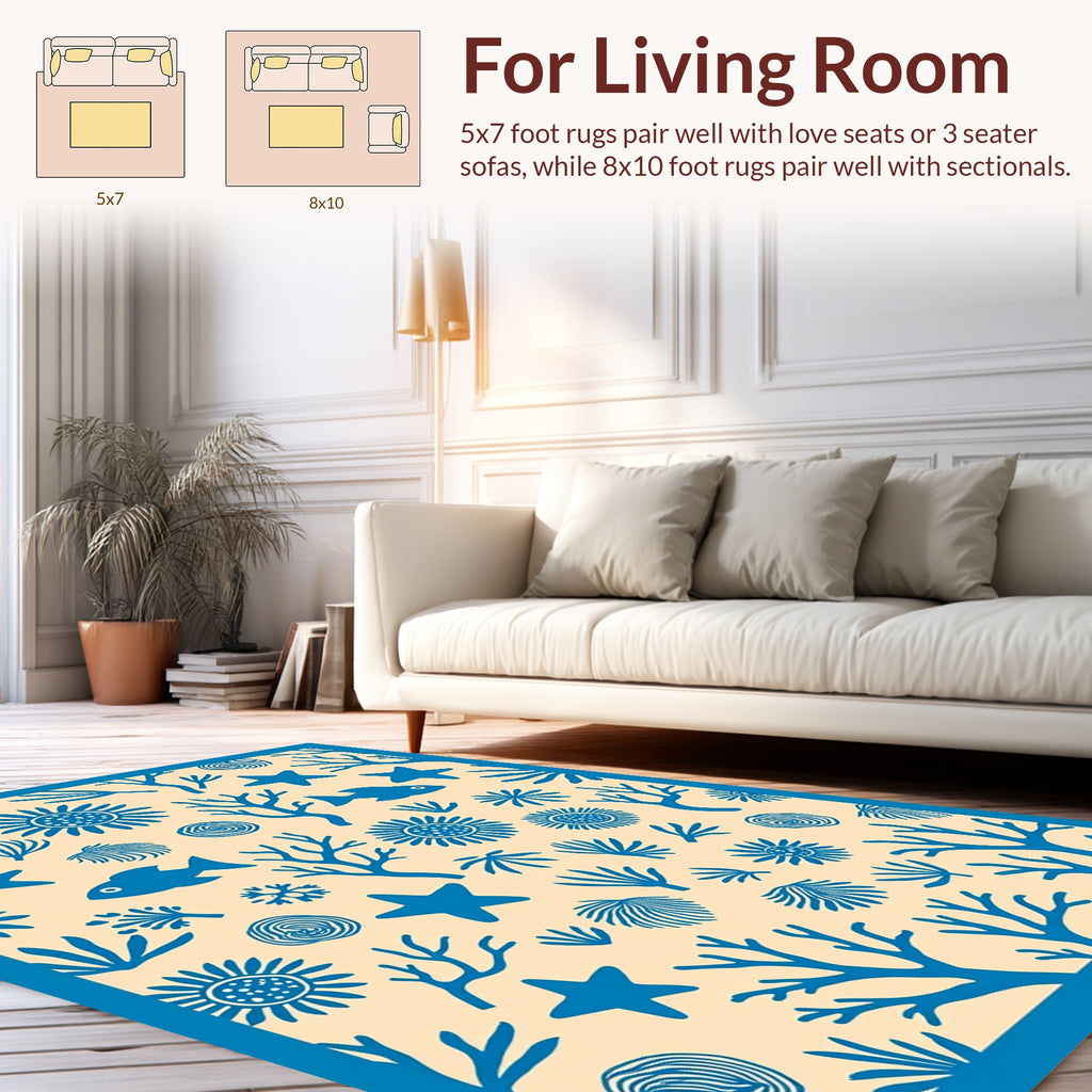 Ocean Life Coral Starfish Pattern Rug