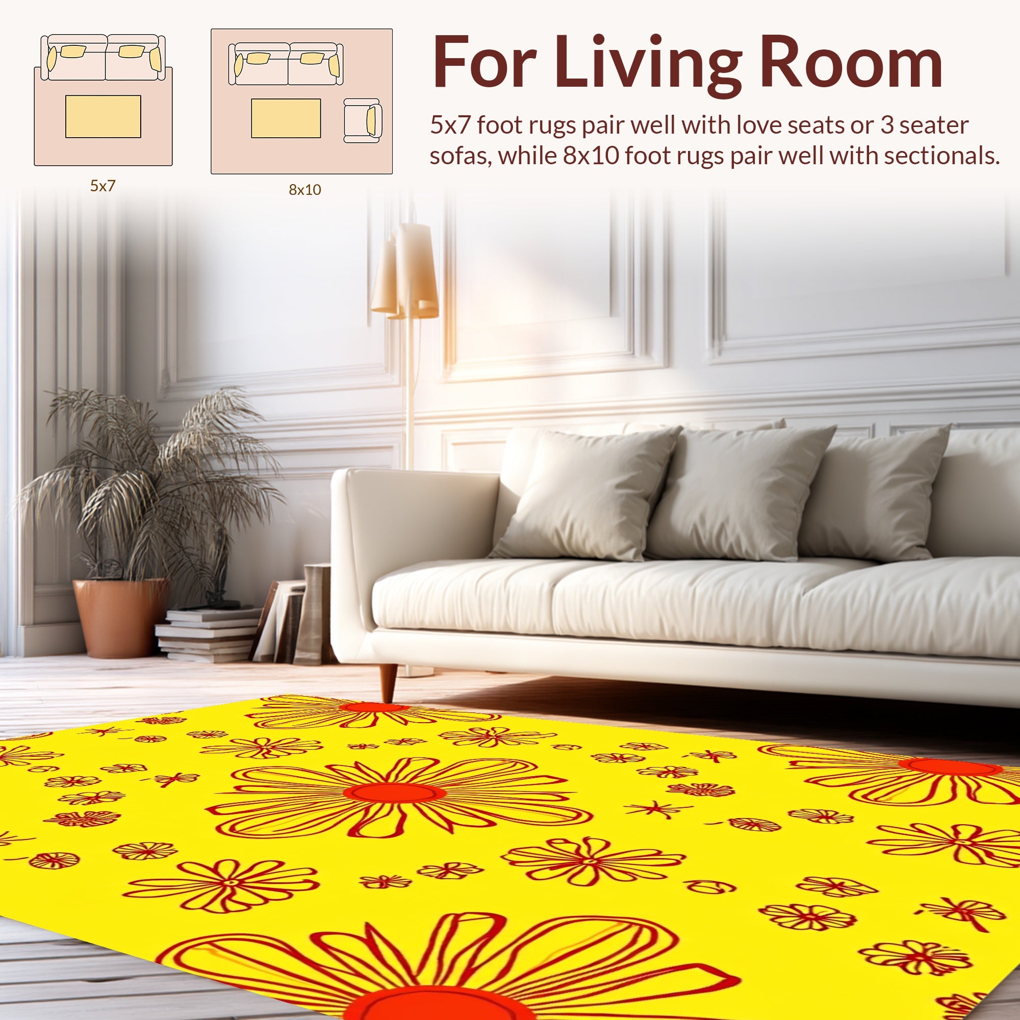 Retro Daisy Floral Pattern Rug