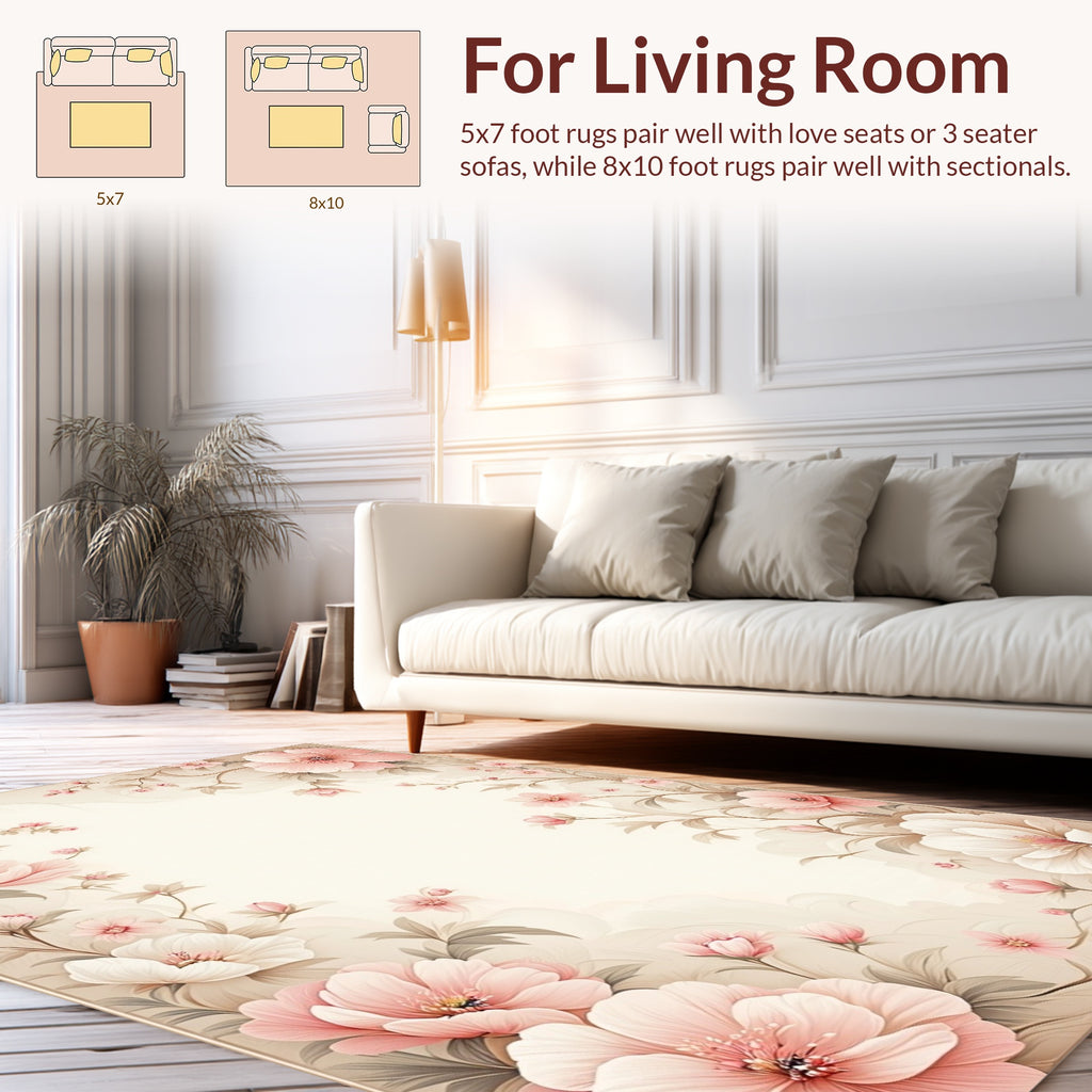 Elegant Pink Floral Scrollwork Rug