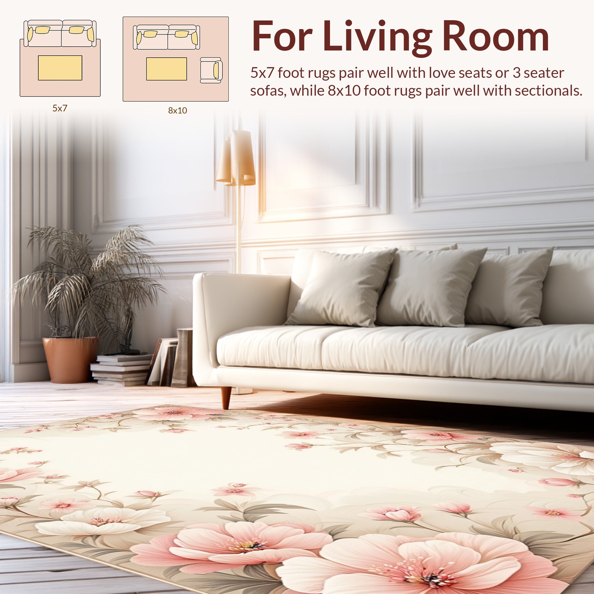 Elegant Pink Floral Scrollwork Rug