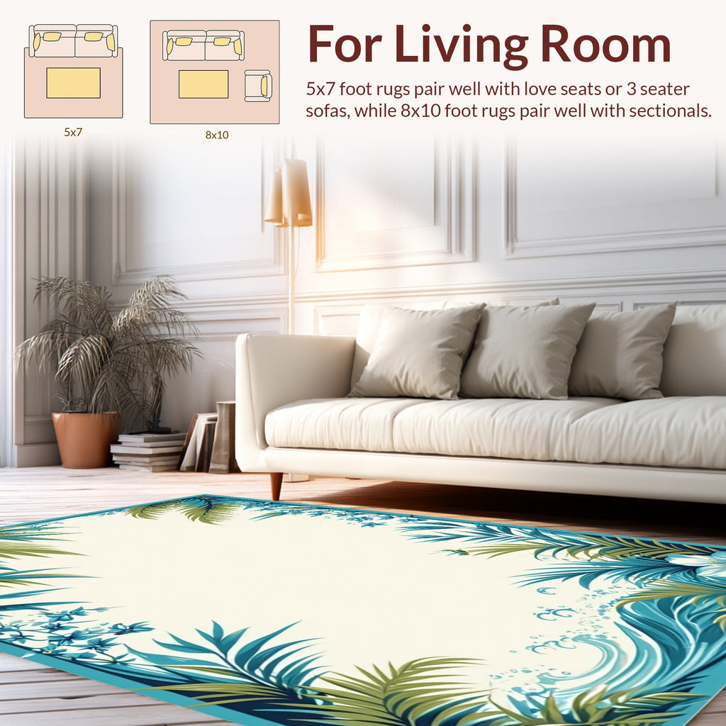 Tropical Floral Border Design Rug