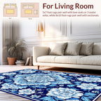 Intricate Blue Floral Mandala Pattern Rug