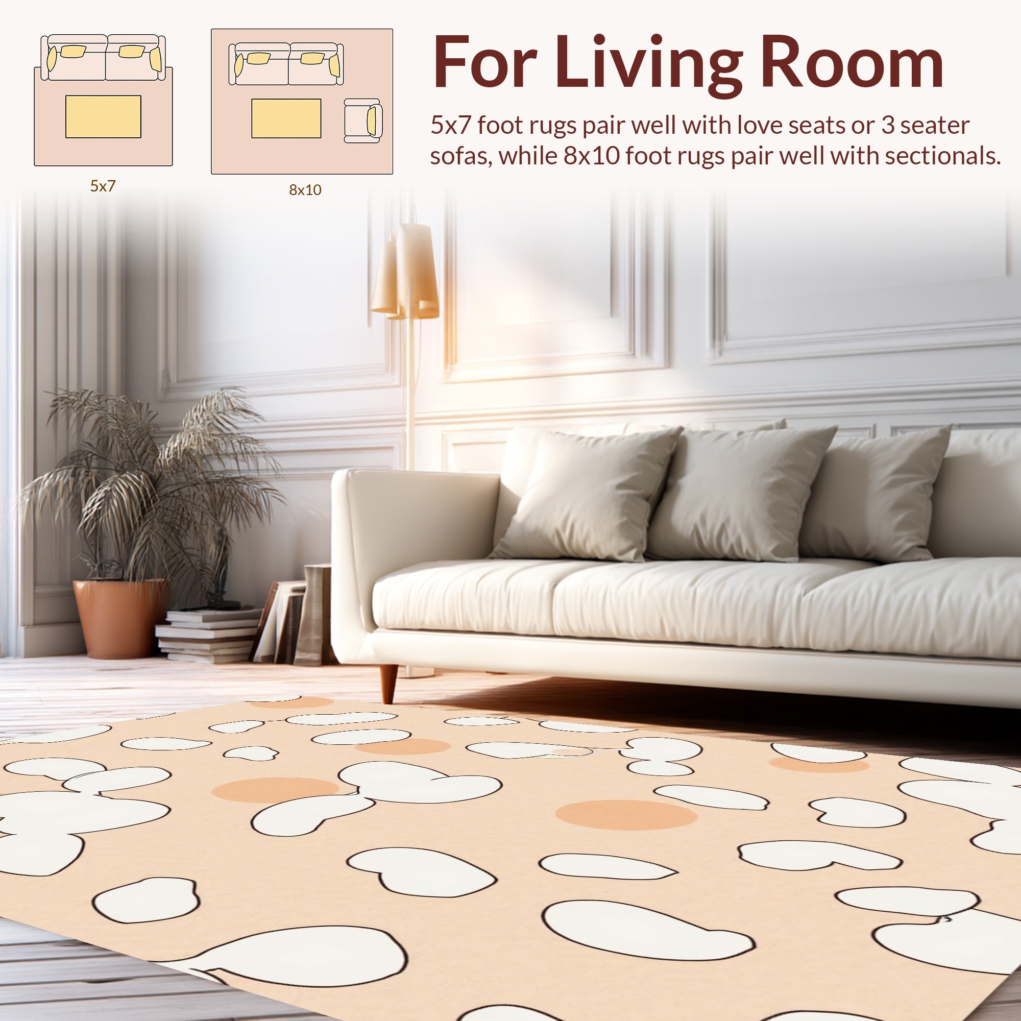 Abstract Peach Blob Pattern Rug