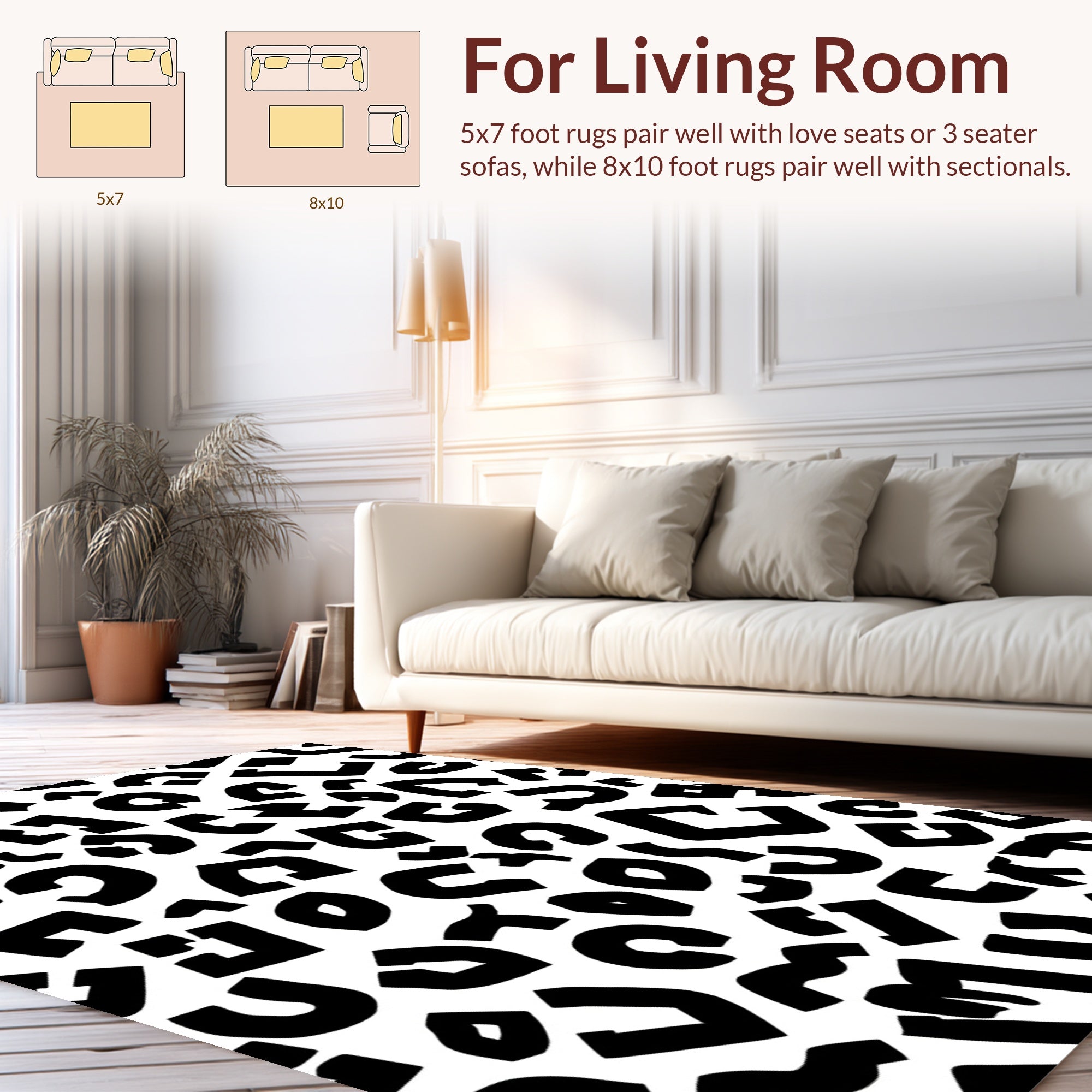 Black White Animal Print Pattern Rug