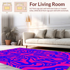 Abstract Blue and Pink Swirl Pattern Rug