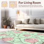 Pink Rose Vine Pattern Rug