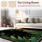 Green Fern Foliage Classic Border Design Rug